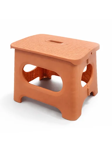 Portable Folding Plastic Stool with Carry Handle (L24 × W17 × H23)cm 693-XMD-016 – Orange 