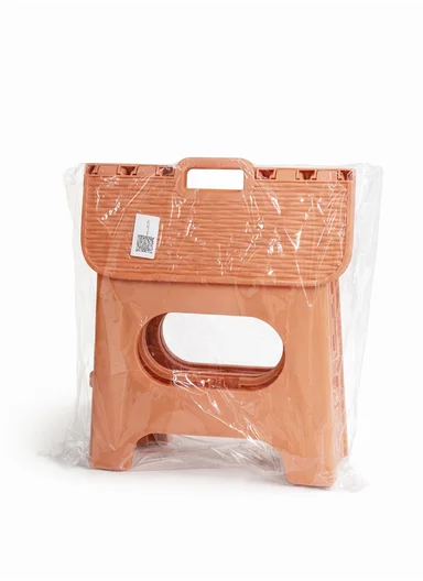 Portable Folding Plastic Stool with Carry Handle (L24 × W17 × H23)cm 693-XMD-016 – Orange 