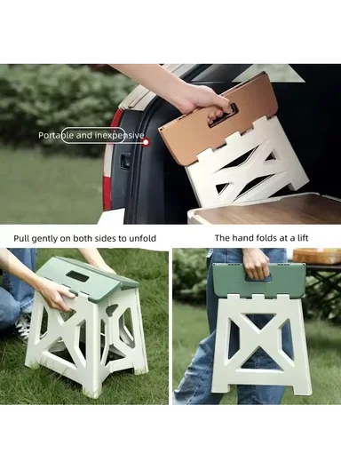 Lightweight Foldable Plastic Stool With Stable Base 693-XMD-021 (W29 × D23 × H27)cm – Grey