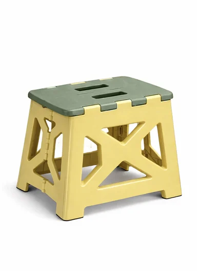 Lightweight Foldable Plastic Stool With Stable Base 693-XMD-021 (W29 × D23 × H27)cm – Yellow