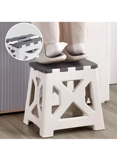 Lightweight Foldable Plastic Stool With Carry Handle 693-XMD-022 (W31 × D23 × H33)cm – Grey