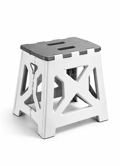 Lightweight Foldable Plastic Stool With Carry Handle 693-XMD-022 (W31 × D23 × H33)cm – Grey