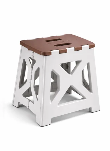 Lightweight Foldable Plastic Stool With Carry Handle 693-XMD-022 (W31 × D23 × H33)cm – Brown