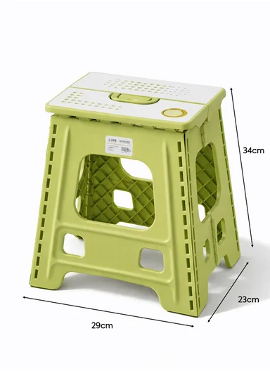 Lightweight Foldable Plastic Stool With Carry Handle 693-XMD-027 (W29 × D23 × H34)cm – Green