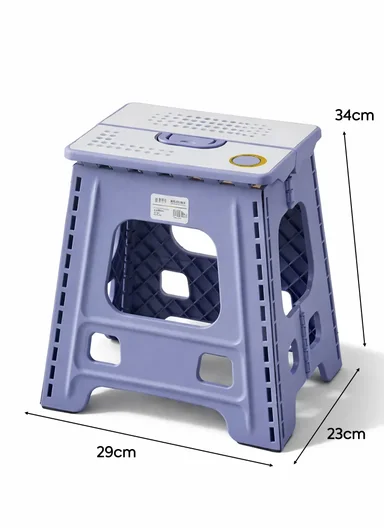 Lightweight Foldable Plastic Stool With Carry Handle 693-XMD-027 (W29 × D23 × H34)cm – Purple