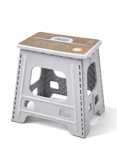 Lightweight Foldable Plastic Stool With Carry Handle 693-XMD-027 (W29 × D23 × H34)cm – Brown