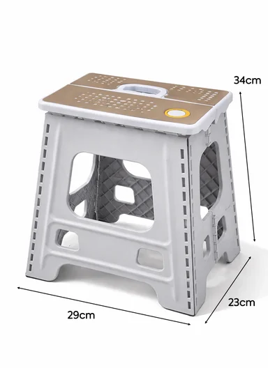 Lightweight Foldable Plastic Stool With Carry Handle 693-XMD-027 (W29 × D23 × H34)cm – Brown