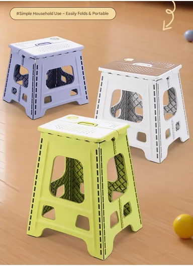 Lightweight Foldable Plastic Stool With Carry Handle 693-XMD-028 (W29 × D25 × H43)cm – Grey