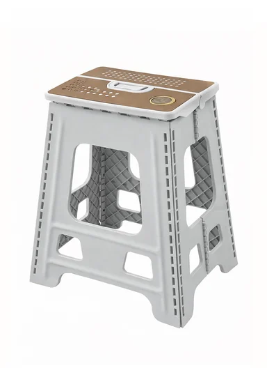 Lightweight Foldable Plastic Stool With Carry Handle 693-XMD-028 (W29 × D25 × H43)cm – Grey