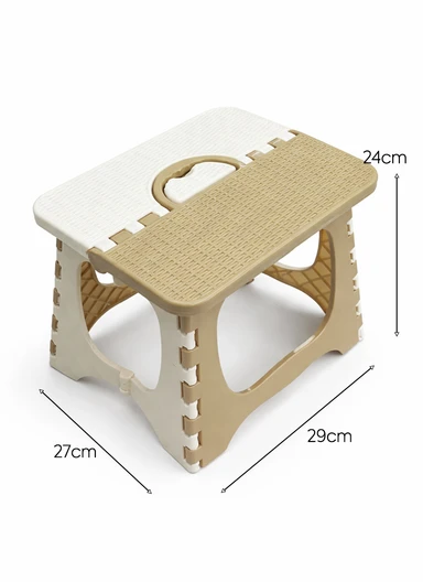 Lightweight Foldable Plastic Stool With Carry Handle 693-XMD-010 (W29 × D27 × H24)cm – Beige