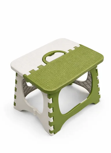 Lightweight Foldable Plastic Stool With Carry Handle 693-XMD-010 (W29 × D27 × H24)cm – Green