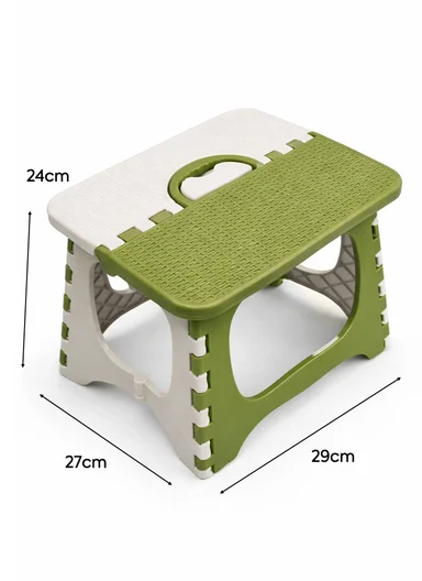 Lightweight Foldable Plastic Stool With Carry Handle 693-XMD-010 (W29 × D27 × H24)cm – Green