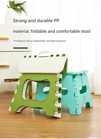 Lightweight Foldable Plastic Stool With Carry Handle 693-XMD-010 (W29 × D27 × H24)cm – Green