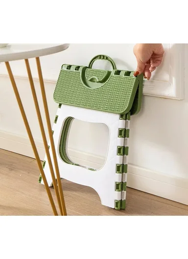 Lightweight Foldable Plastic Stool With Carry Handle 693-XMD-010 (W29 × D27 × H24)cm – Green