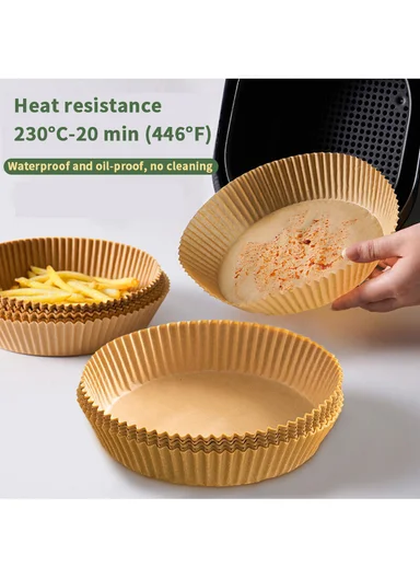 50Pcs Round Disposable Air Fryer Paper Liners, Non-Stick Oil-Proof 