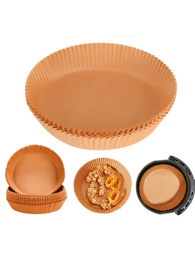 50Pcs Round Disposable Air Fryer Paper Liners, Non-Stick Oil-Proof 