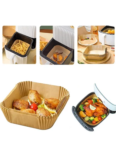 50Pcs Square Disposable Air Fryer Paper Liners, Non-Stick Oil-Proof 