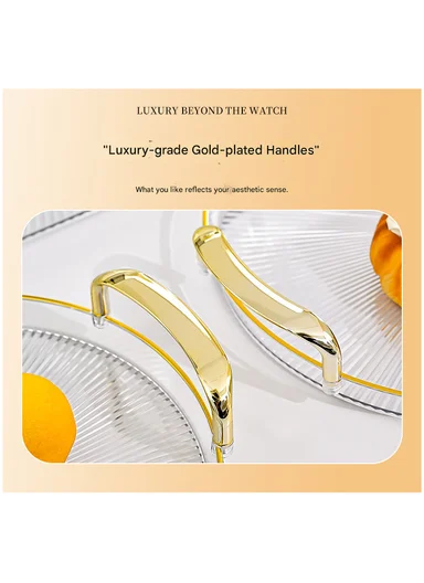 3-Piece Elegant Rectangular Serving Tray Set with Gold Handles, Transparent Plastic Snack &amp; Appetizer Trays