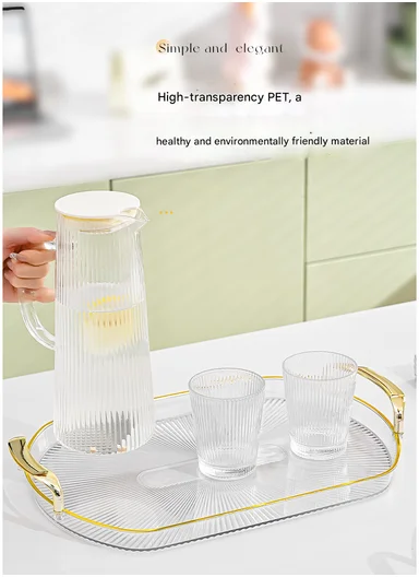 3-Piece Elegant Rectangular Serving Tray Set with Gold Handles, Transparent Plastic Snack &amp; Appetizer Trays