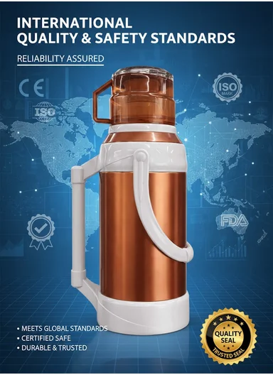 3.2L Large Capacity Vacuum Flask with Easy-Press Lid and Portable Handle (D16 x H43)cm - Bronze