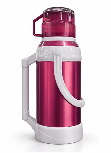 3.2L Large Capacity Vacuum Flask with Easy-Press Lid and Portable Handle (D16 x H43)cm - Fuchsia