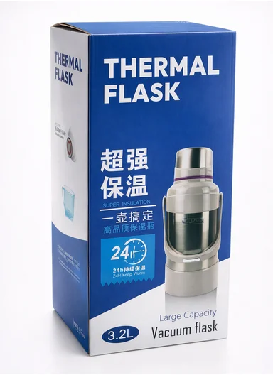 3.2L Large Capacity Vacuum Flask with Easy-Press Lid and Portable Handle (D16 x H43)cm - Fuchsia