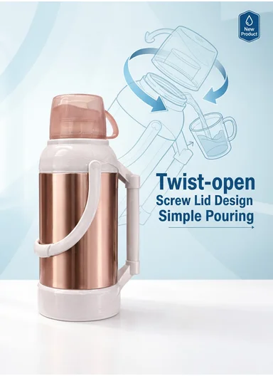 2.0L Stainless Steel Vacuum Flask with Built-In Drinking Cup Lid (D14 x H38)cm – Copper