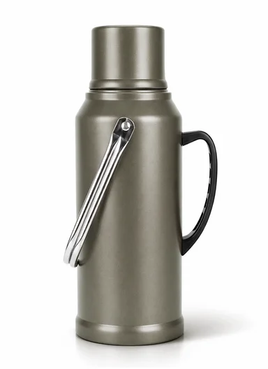 2.0L Stainless Steel Vacuum Thermos Flask With Plastic Cup &amp; Handle (D14 x H38)cm - Greige