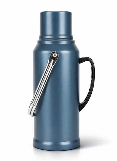 2.0L Stainless Steel Vacuum Thermos Flask With Plastic Cup &amp; Handle (D14 x H38)cm - Navy