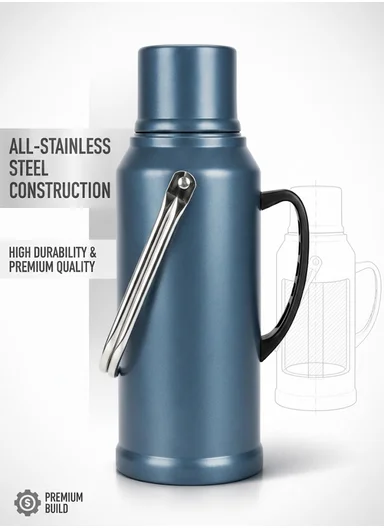 2.0L Stainless Steel Vacuum Thermos Flask With Plastic Cup &amp; Handle (D14 x H38)cm - Purple