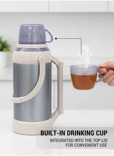 2.0L Stainless Steel Vacuum Flask with Built-In Drinking Cup Lid (D14 x H40)cm – Blue