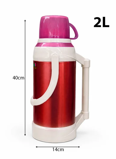 2.0L Stainless Steel Vacuum Flask with Built-In Drinking Cup Lid (D14 x H40)cm – Red