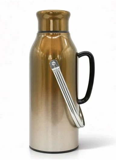 2.0L All-Steel Vacuum Thermos Flask With Plastic Cup &amp; Handle (D14 x H38)cm - Gold