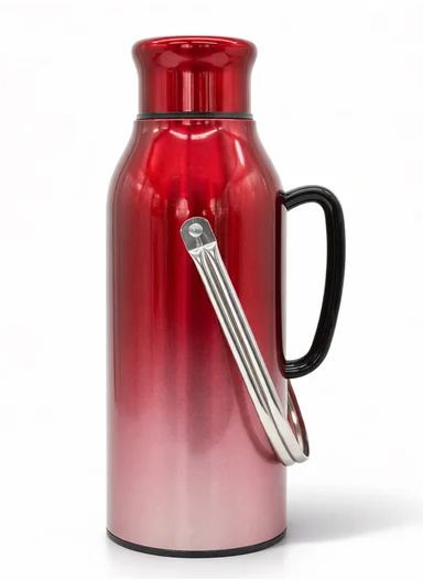 2.0L All-Steel Vacuum Thermos Flask With Plastic Cup &amp; Handle (D14 x H38)cm - Red