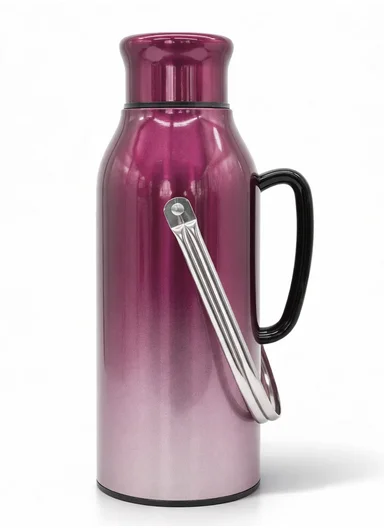 2.0L All-Steel Vacuum Thermos Flask With Plastic Cup &amp; Handle (D14 x H38)cm - Fuchsia