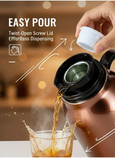 2.0L All-Steel Vacuum Thermos Flask With Plastic Cup &amp; Handle (D14 x H38)cm - Fuchsia