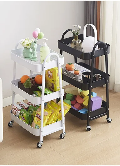 3-Tiers Rolling Storage Organizer With Lockable Wheels 954-A (W38 x D28 x H76)cm - Black