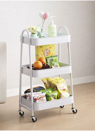 3-Tiers Rolling Storage Organizer With Lockable Wheels 954-A (W38 x D28 x H76)cm - White