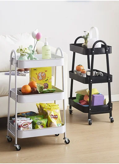 3-Tiers Rolling Storage Organizer With Lockable Wheels 954-A (W38 x D28 x H76)cm - White