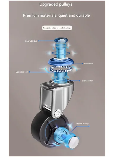 3-Layer Carbon Steel Foldable Organizer Rack with Top Handle &amp; 360° Swivel Wheels (W45 x D29 x H77.5)cm - Black