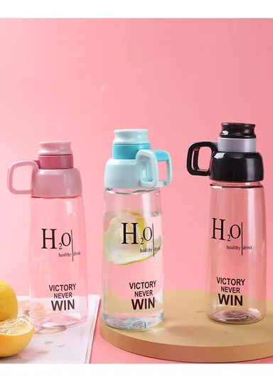 770ml Plastic Drinking Bottle With Handle &amp; Leak-Proof Lid A-206 (D7 x H25)cm – Pink