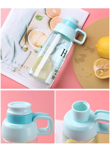 770ml Plastic Drinking Bottle With Handle &amp; Leak-Proof Lid A-206 (D7 x H25)cm – Pink