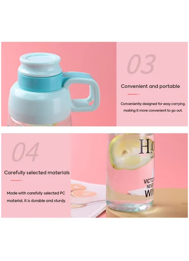 770ml Plastic Drinking Bottle With Handle &amp; Leak-Proof Lid A-206 (D7 x H25)cm – Pink
