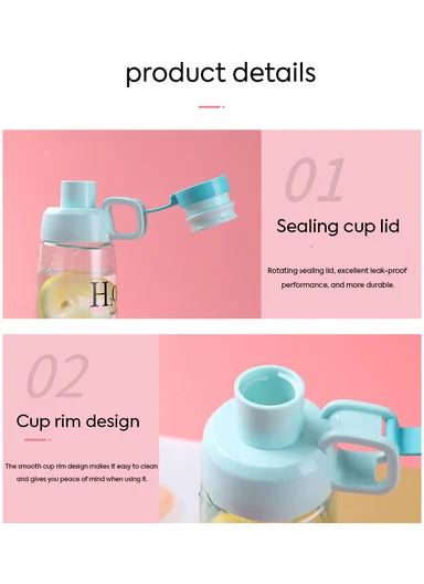 770ml Plastic Drinking Bottle With Handle &amp; Leak-Proof Lid A-206 (D7 x H25)cm – Black