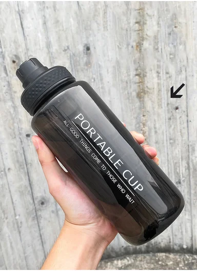 800ml Plastic Drinking Bottle With Handle &amp; Leak-Proof Lid A-206 (D7 x H22)cm – Black