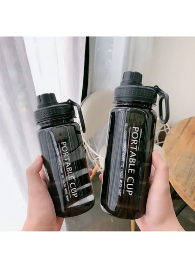 800ml Plastic Drinking Bottle With Handle &amp; Leak-Proof Lid A-206 (D7 x H22)cm – Black