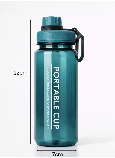 800ml Plastic Drinking Bottle With Handle &amp; Leak-Proof Lid A-206 (D7 x H22)cm – Turquoise