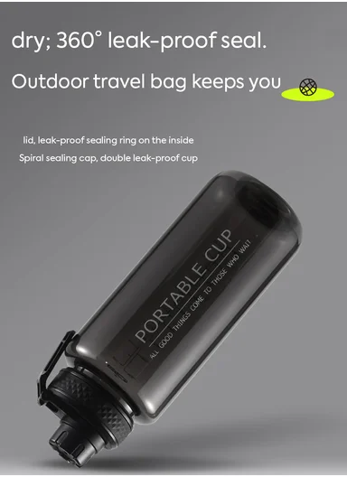 800ml Plastic Drinking Bottle With Handle &amp; Leak-Proof Lid A-206 (D7 x H22)cm – Turquoise