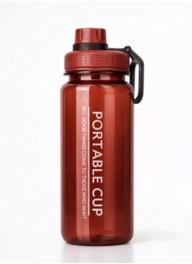 800ml Plastic Drinking Bottle With Handle &amp; Leak-Proof Lid A-206 (D7 x H22)cm – Red