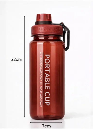 800ml Plastic Drinking Bottle With Handle &amp; Leak-Proof Lid A-206 (D7 x H22)cm – Red